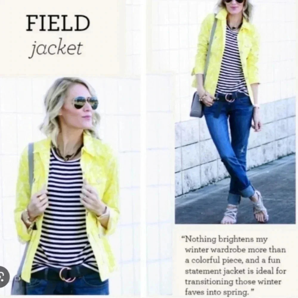 CABI Field of Daisies Yellow Floral Button Down Field Jacket Blazer(S)